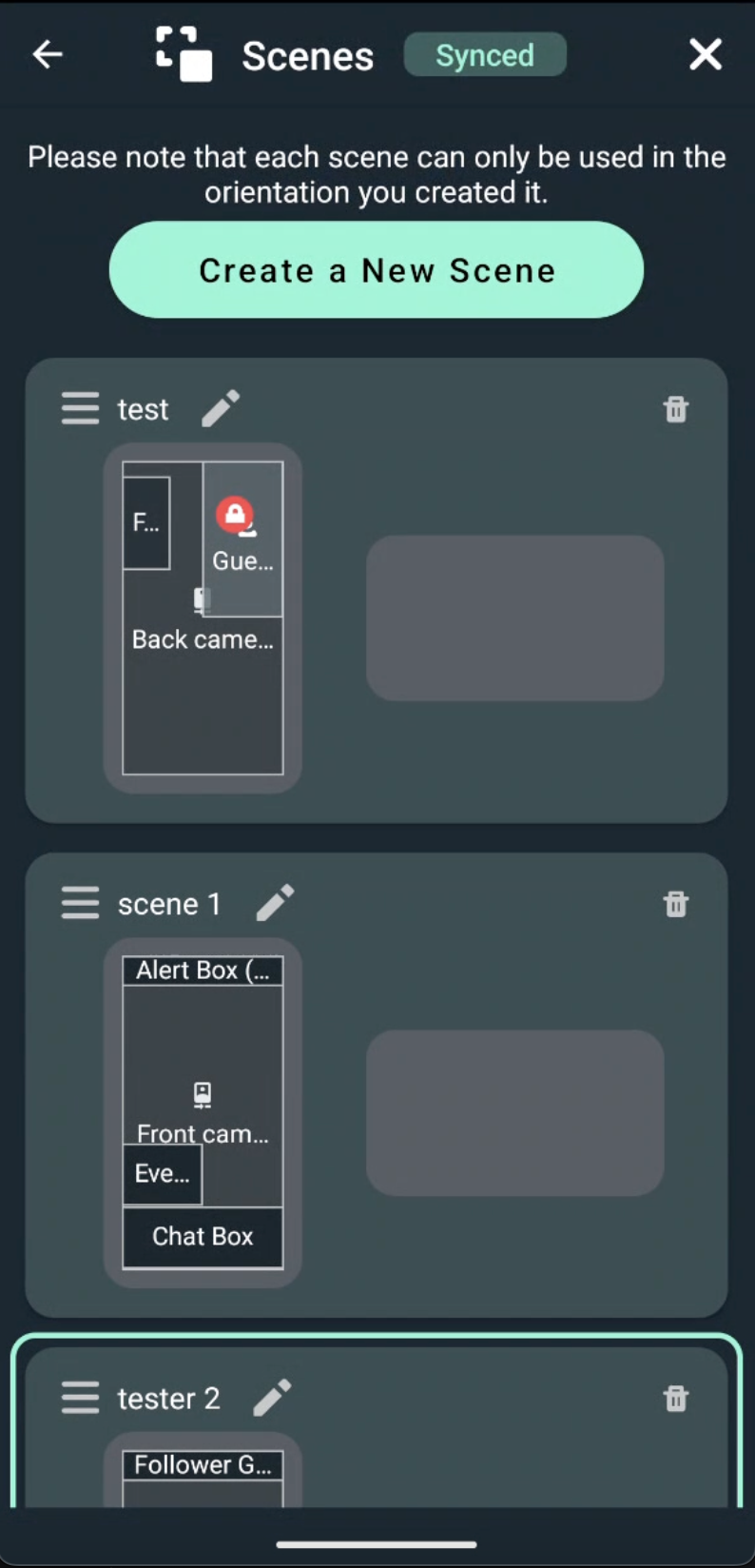streamlabs mobile app android scenes menu